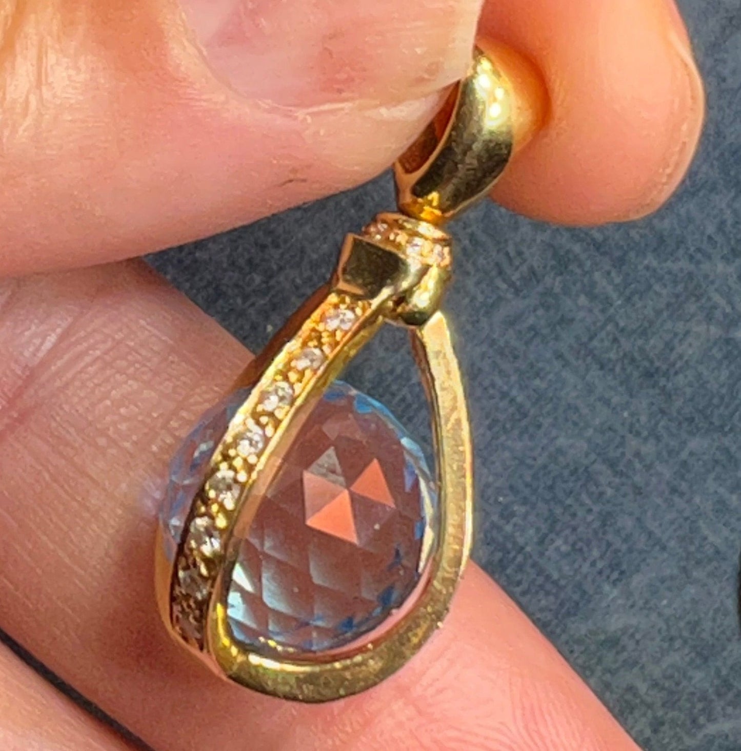 18k Gold Cage Pendant w Diamonds + Interchangeable Multi-Gems **VIDEO**