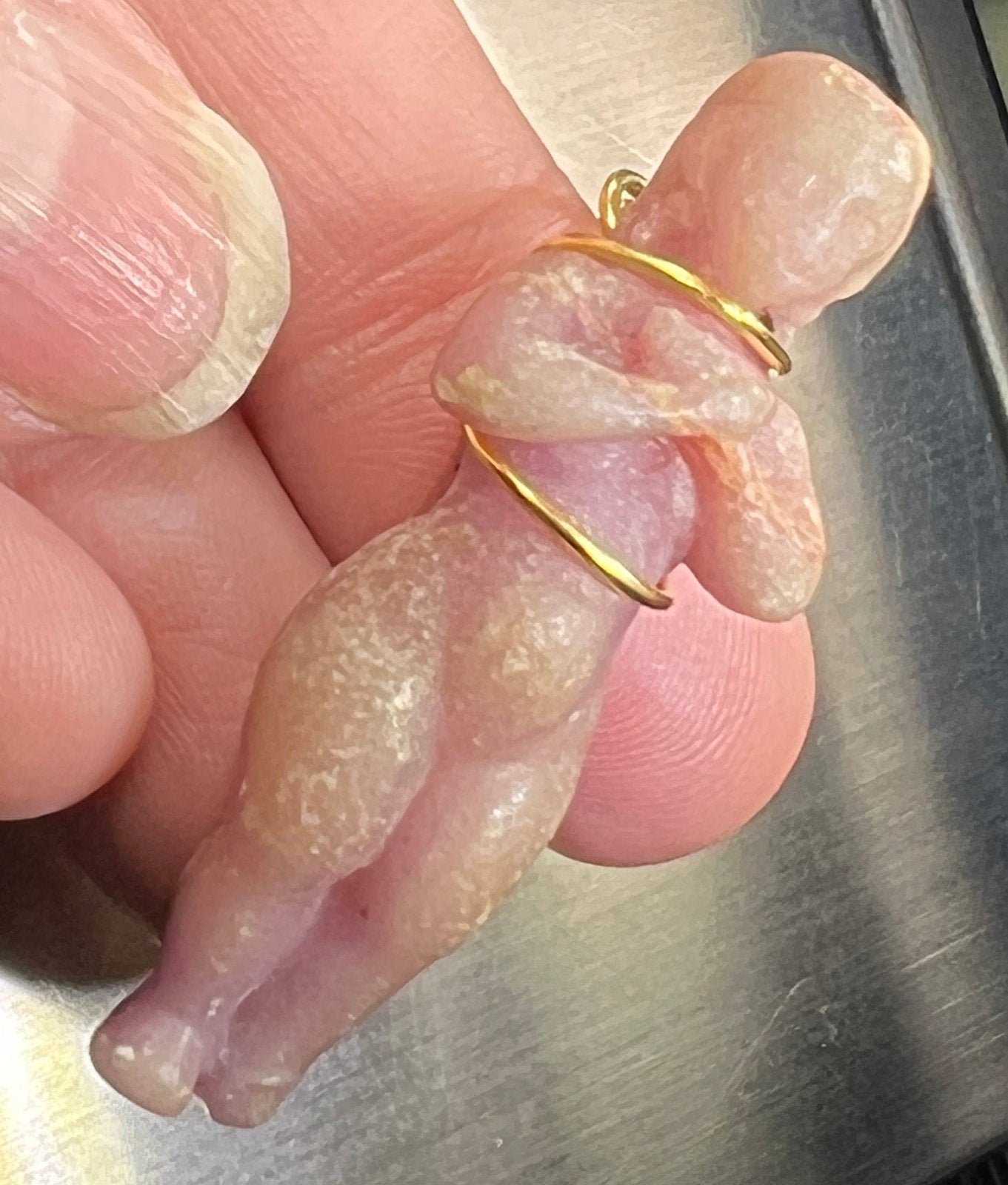 18k Gold Carved Nude Fertility Goddess Sculptural Pendant. 1.8"