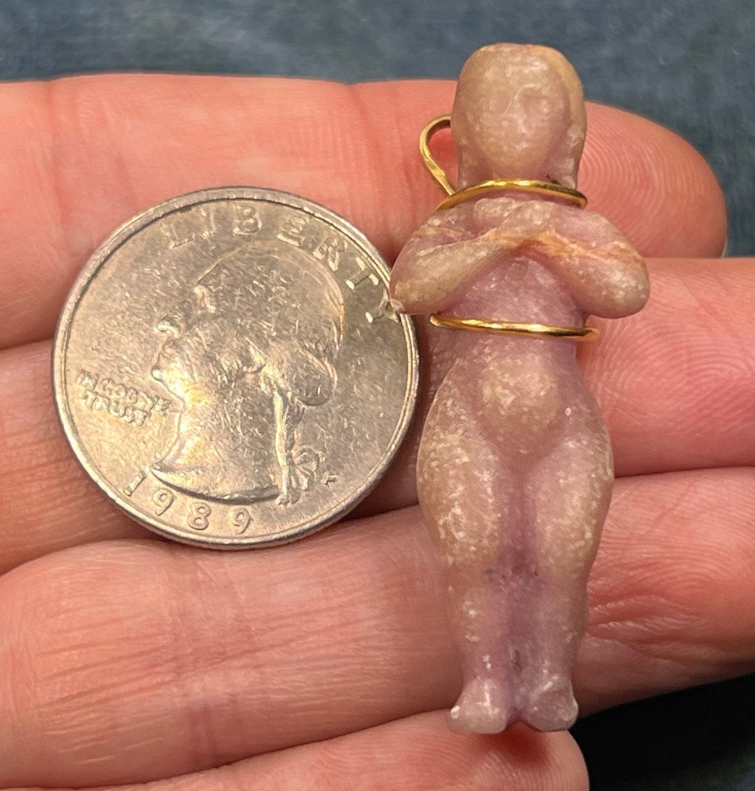 18k Gold Carved Nude Fertility Goddess Sculptural Pendant. 1.8"