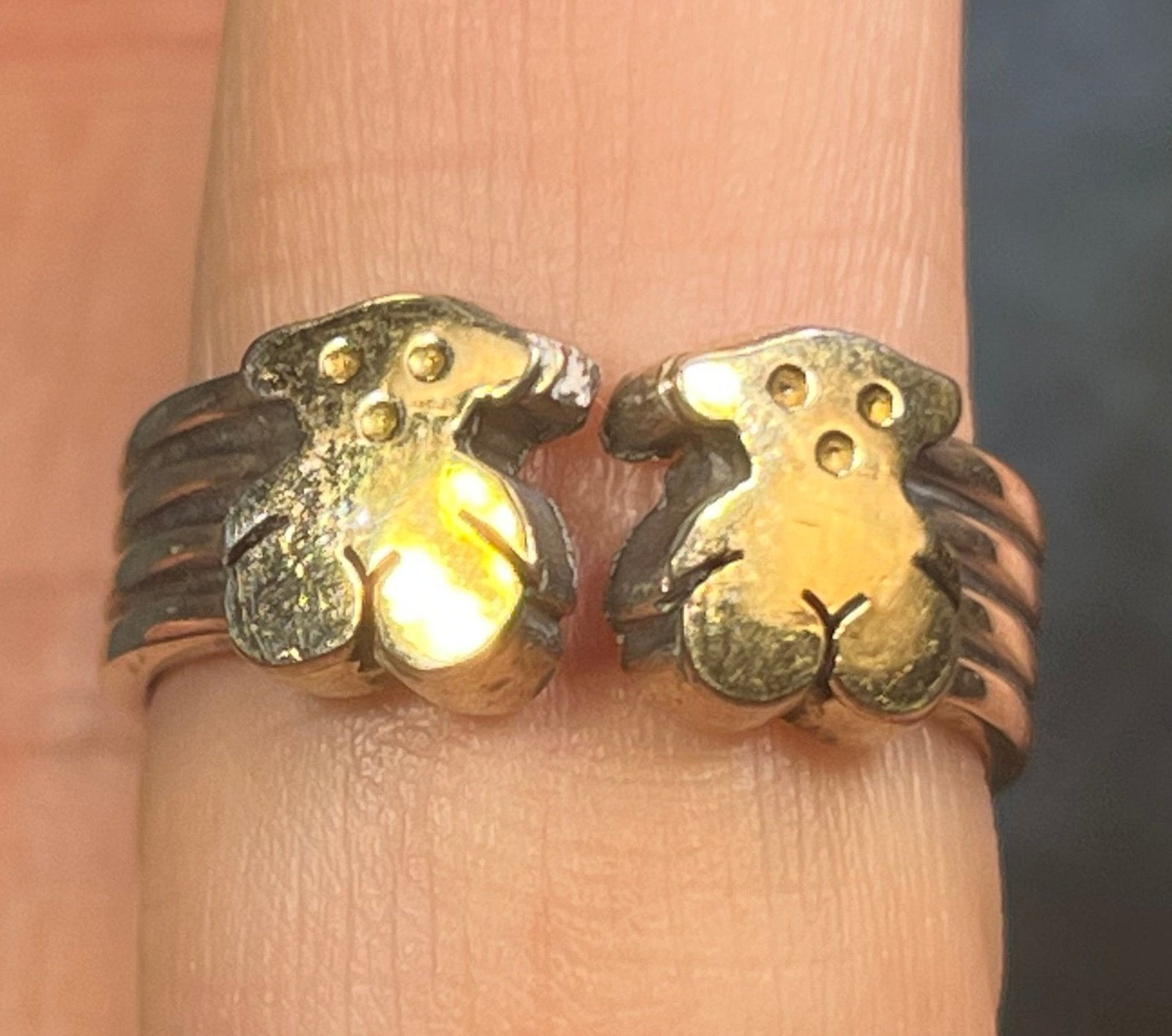 18k Yellow Gold 925 TOUS Teddy Bear Ring Wide Band 2