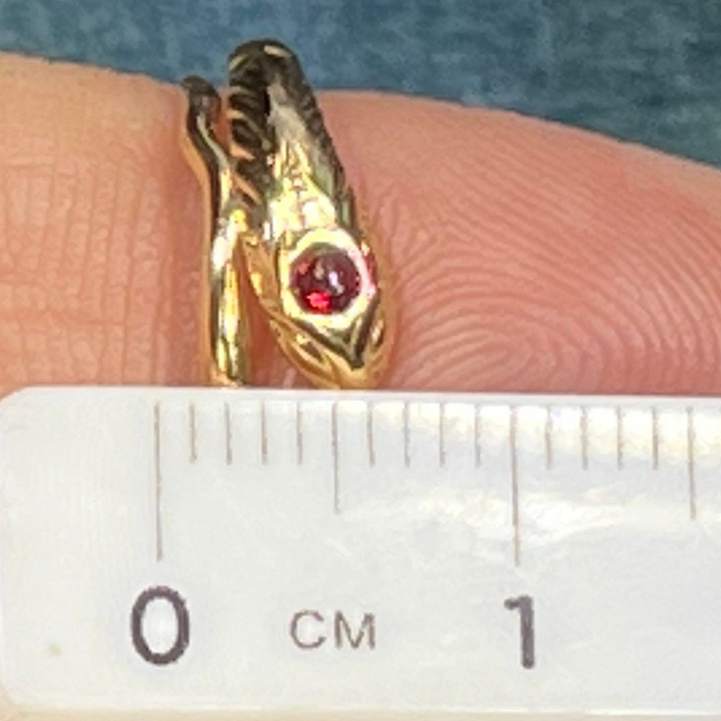 18k Yellow Gold Coiled Antique Snake Wrap Ring w Cabochon Ruby