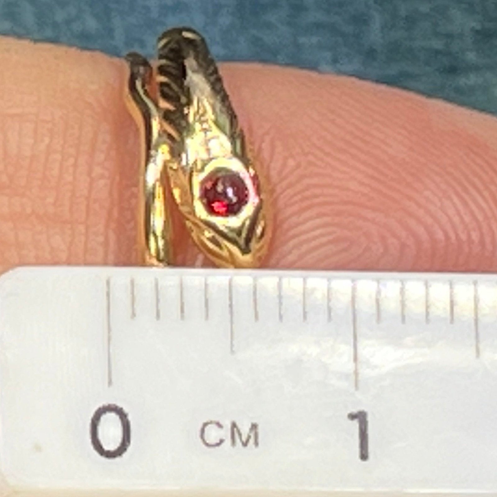 18k Yellow Gold Coiled Antique Snake Wrap Ring w Cabochon Ruby