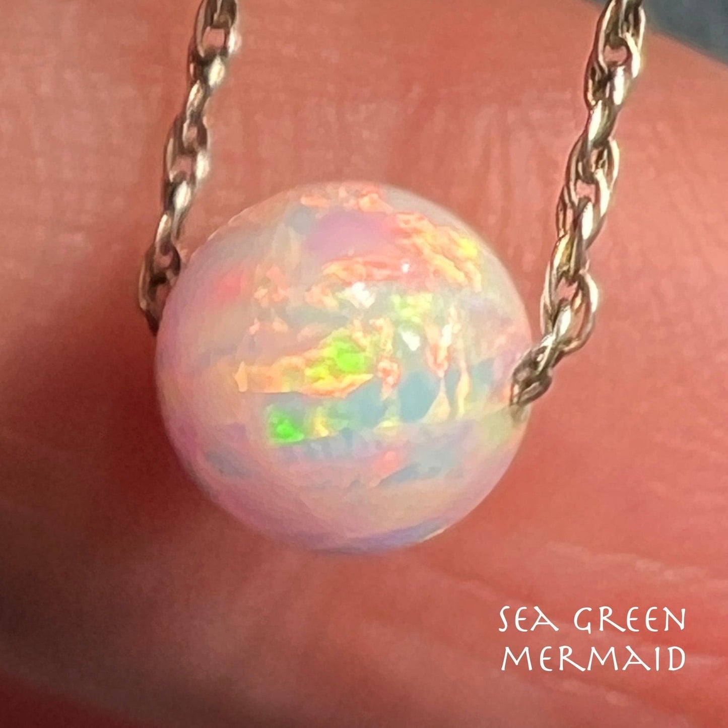 Australian Opal Round Bead Pendant Necklace *Video*