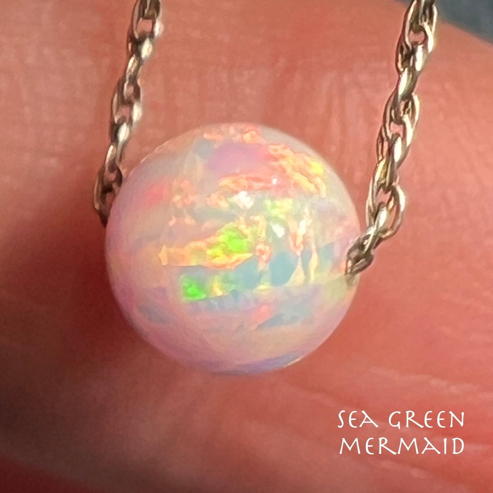 Australian Opal Round Bead Pendant Necklace *Video*