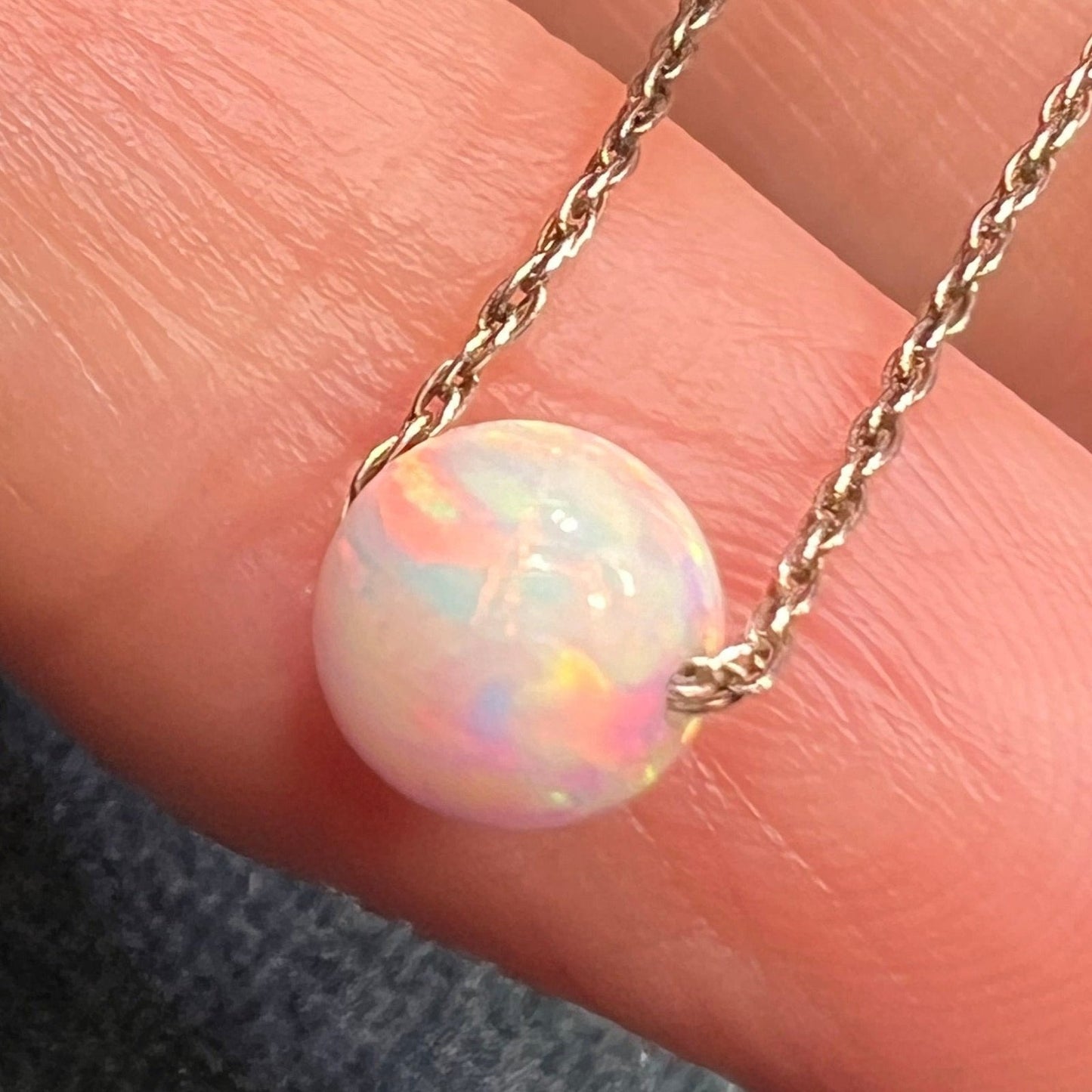 Australian Opal Round Bead Pendant Necklace *Video*