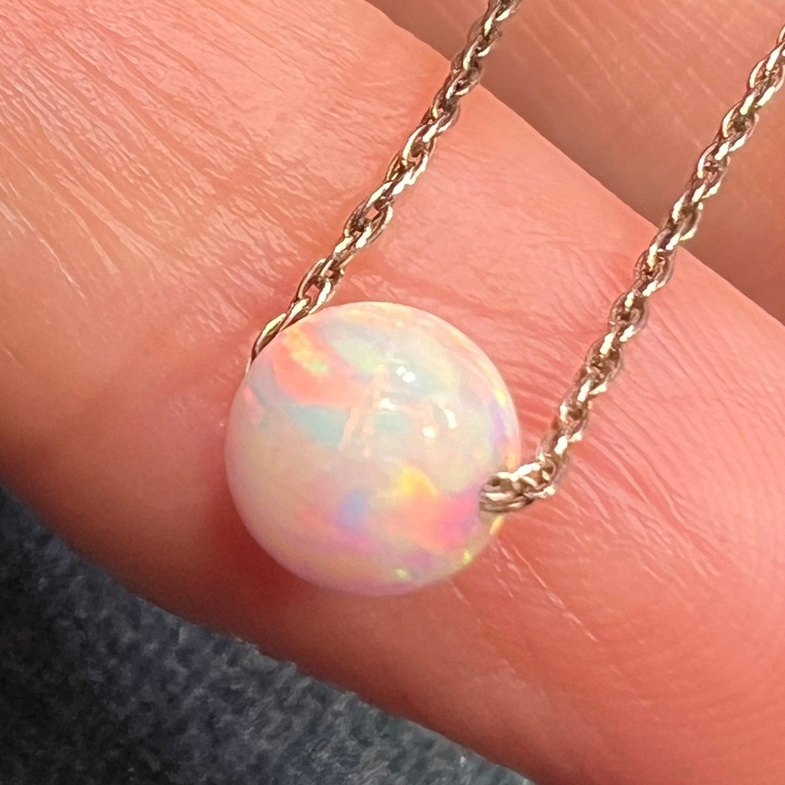Australian Opal Round Bead Pendant Necklace *Video*