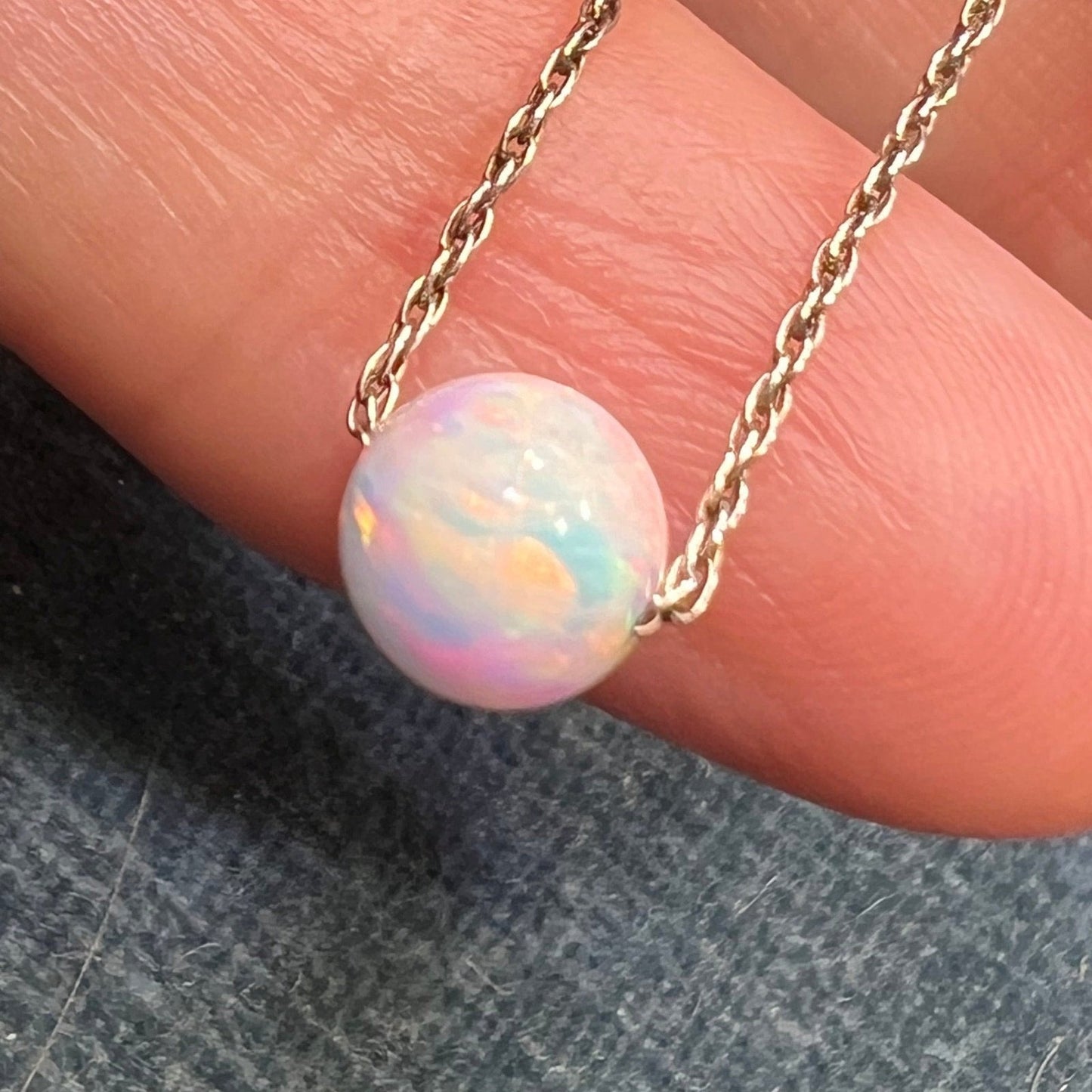Australian Opal Round Bead Pendant Necklace *Video*