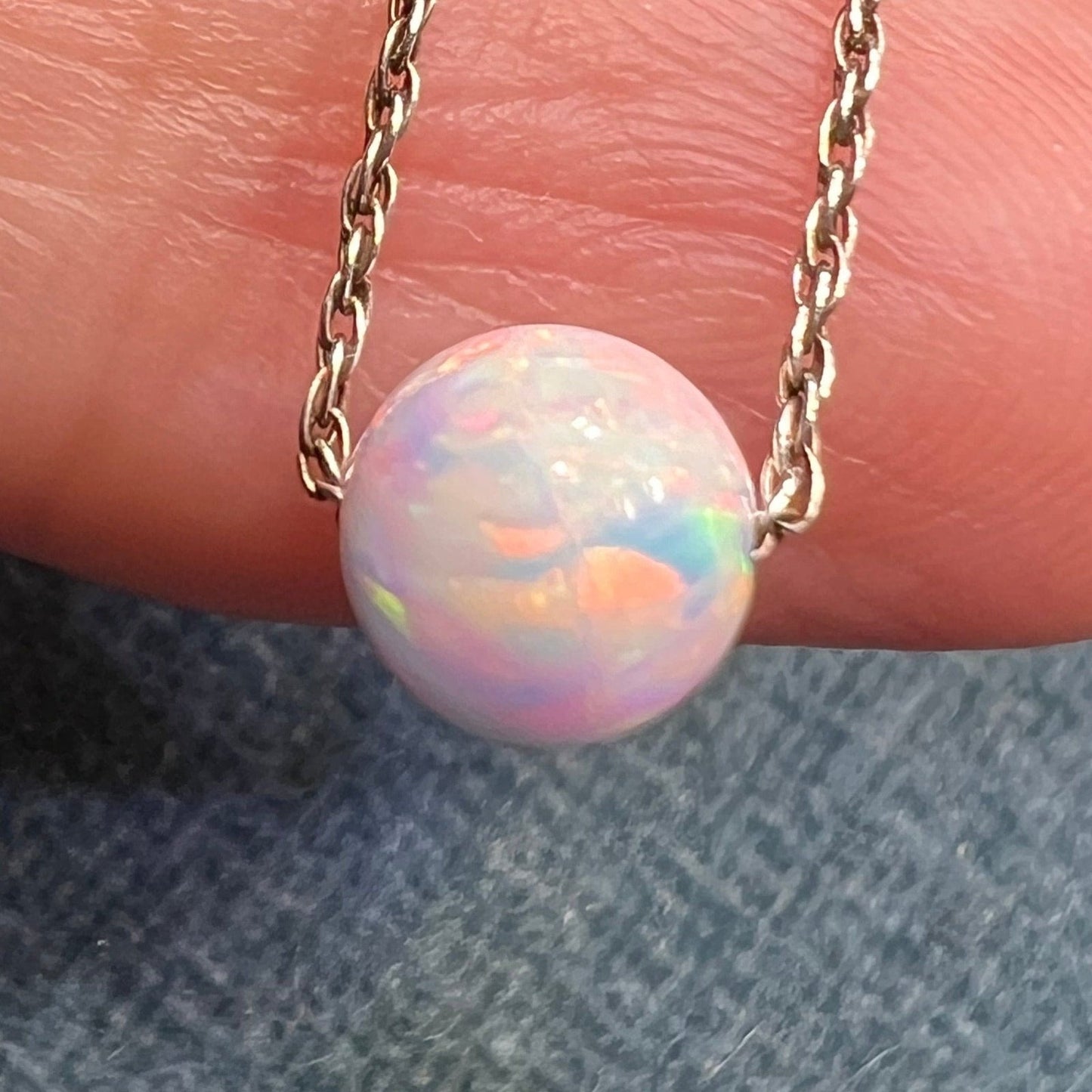 Australian Opal Round Bead Pendant Necklace *Video*