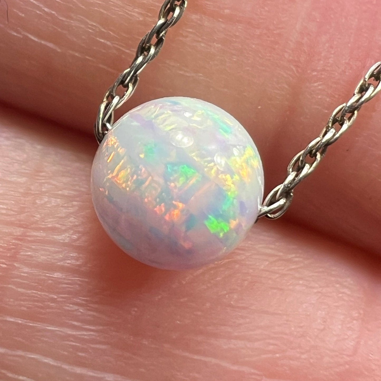 Australian Opal Round Bead Pendant Necklace *Video*