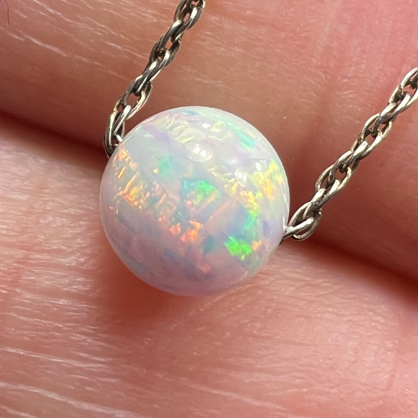 Australian Opal Round Bead Pendant Necklace *Video*