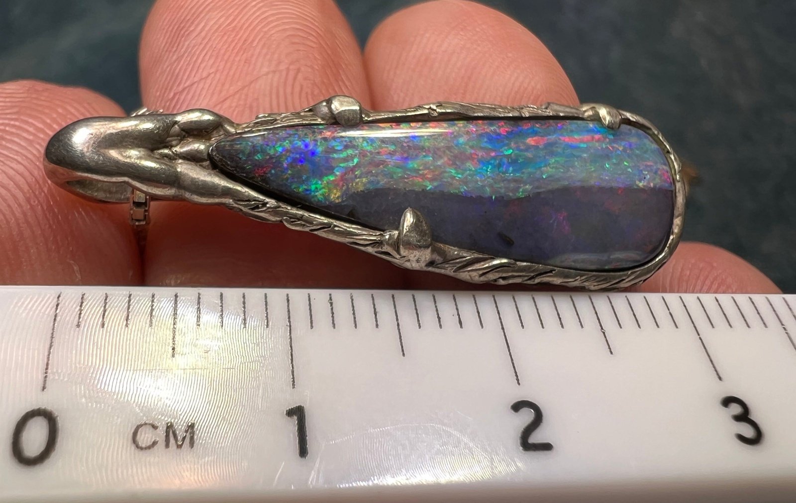Australian Black Boulder Opal Teardrop Pendant. 925 Chain **Video**