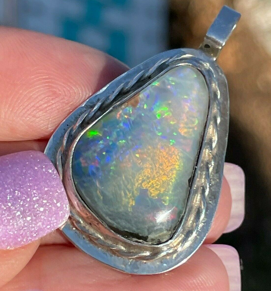 Australian Black Jelly Opal Pendant in 925. 1.5" 8g **VIDEO**_ts132_12_20