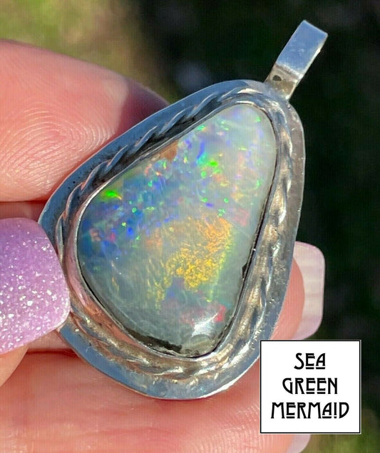 Australian Black Jelly Opal Pendant in 925. 1.5" 8g **VIDEO**_ts132_12_20