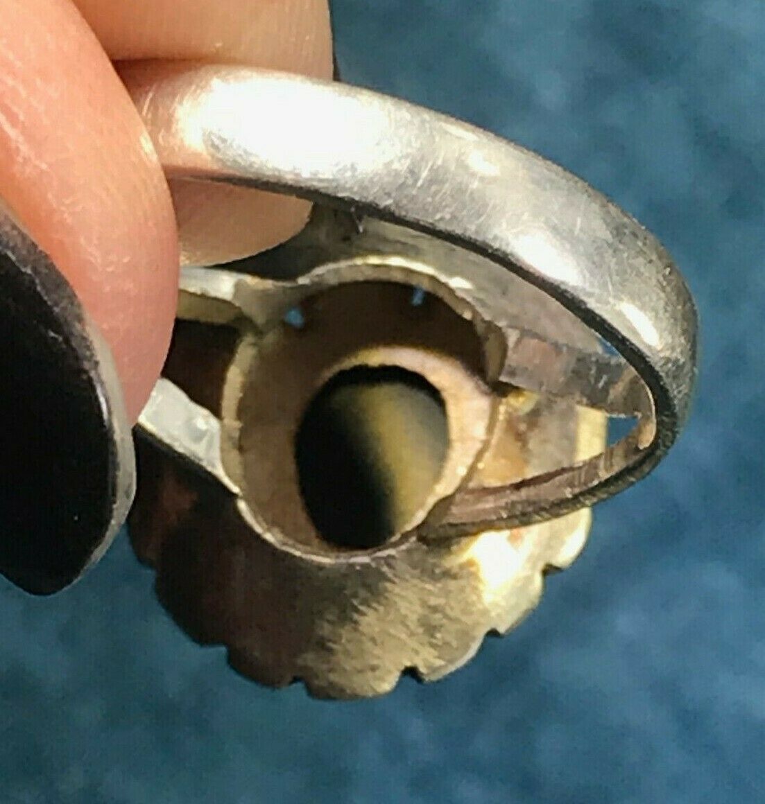 Australian Black Opal Doublet Ring. Old Pawn Squashblossom **VIDEO**