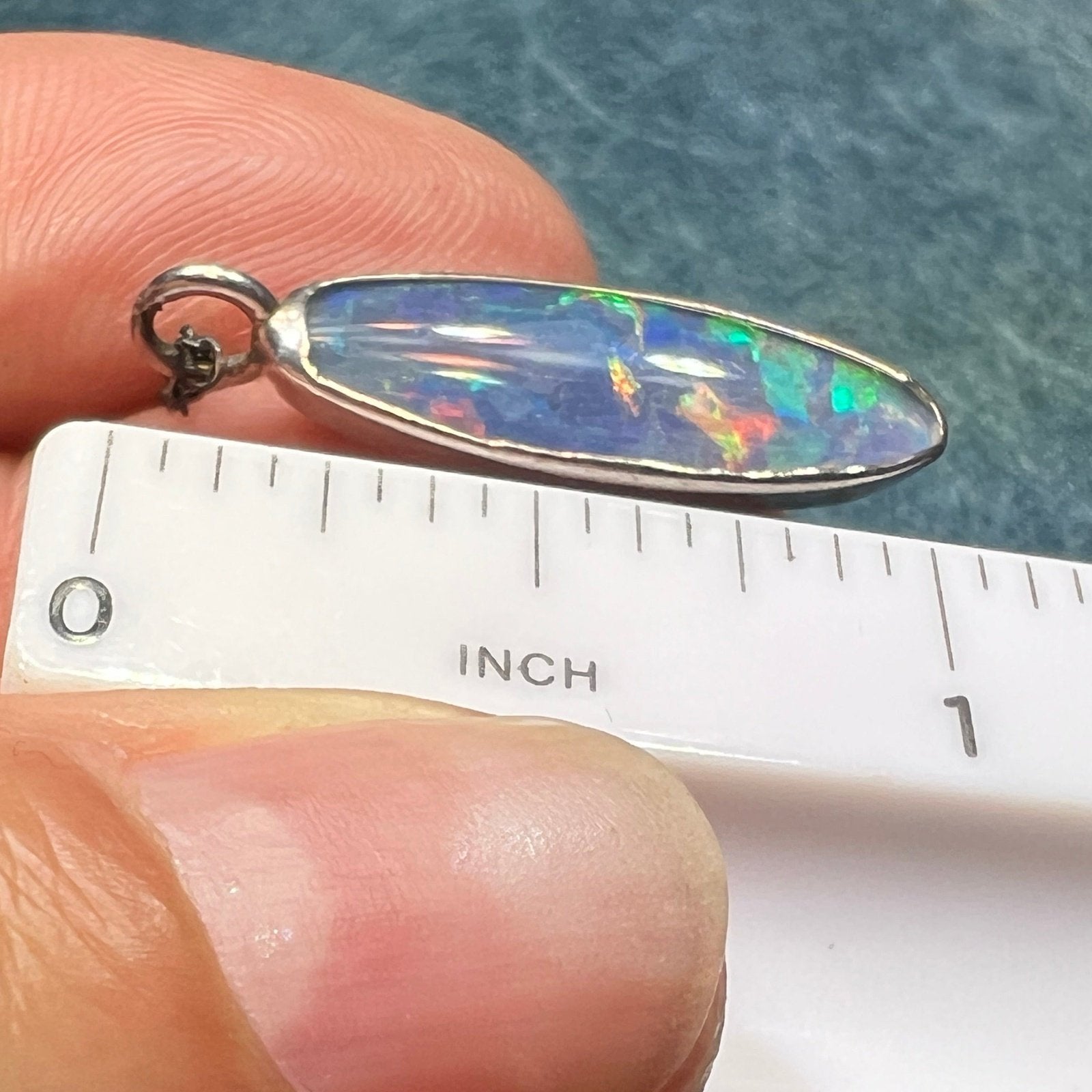 Australian Black Opal Triplet Long Oval Pendant in 925 w Chain **Video**