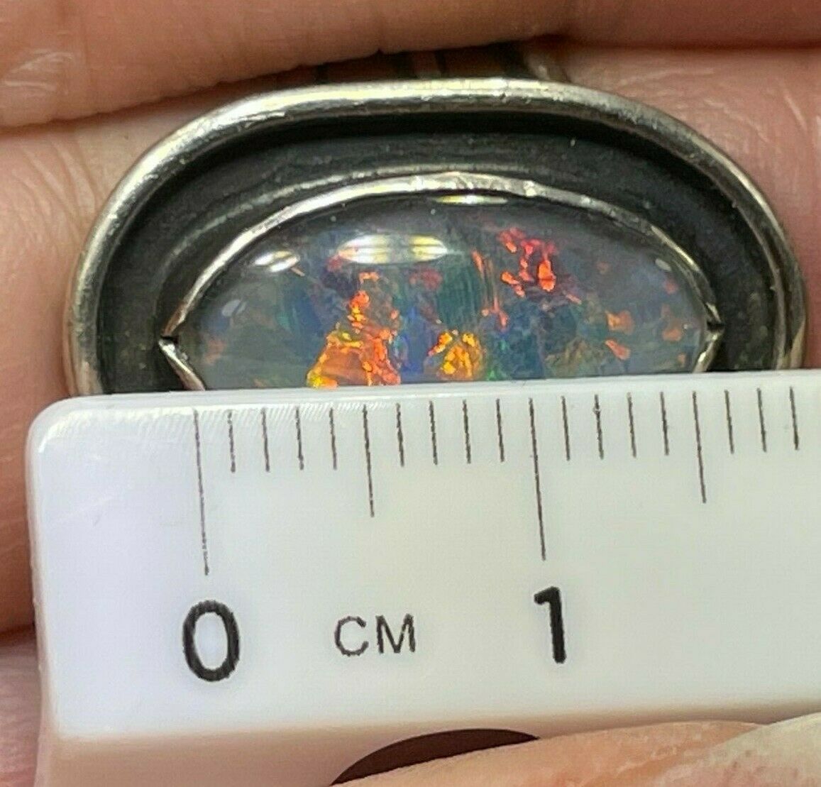 Australian Black Opal Triplet Ring in Sterling Silver**VIDEO**_21_247