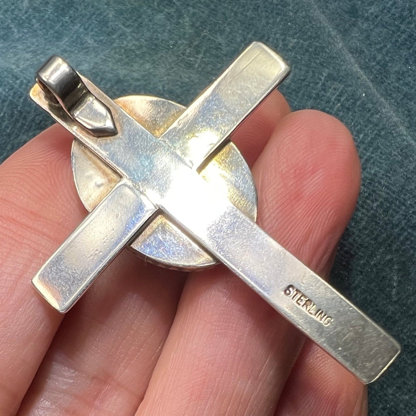 Australian Boulder Jelly Opal Cross Pendant in Sterling *VIDEO*