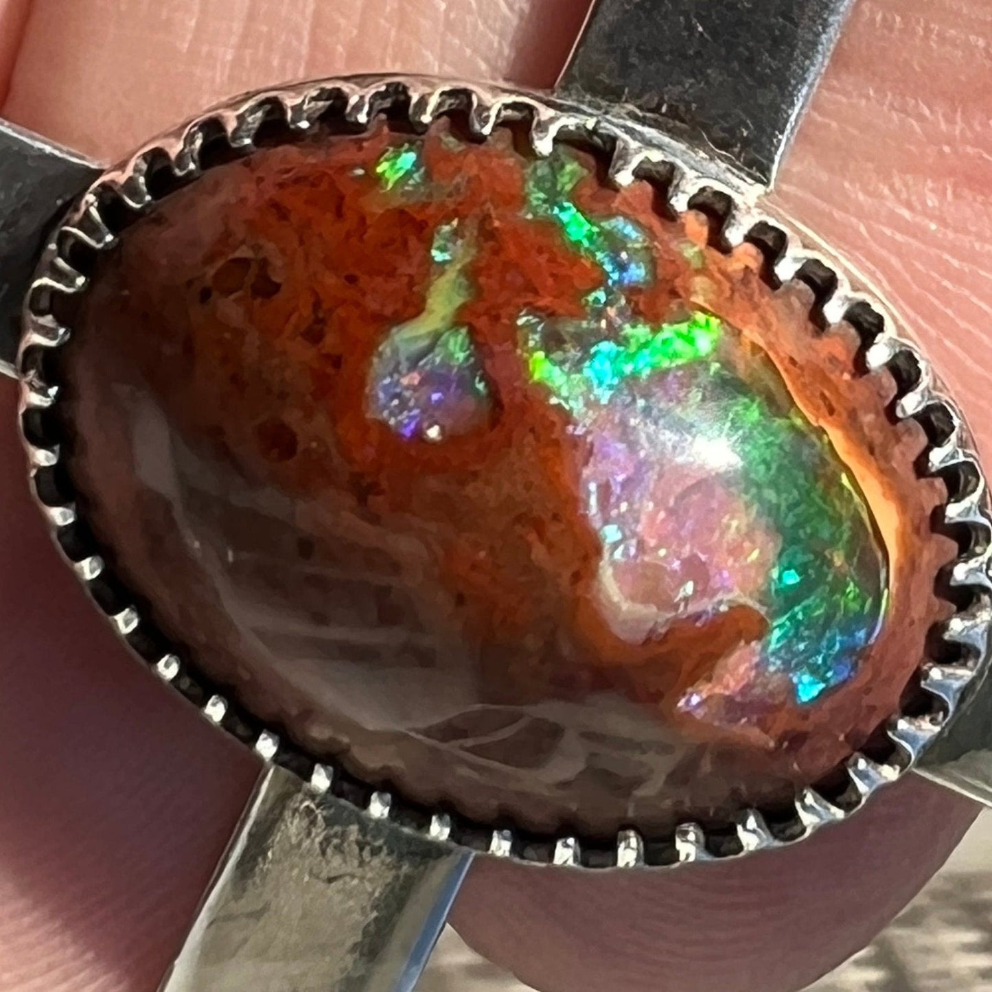 Australian Boulder Jelly Opal Cross Pendant in Sterling *VIDEO*