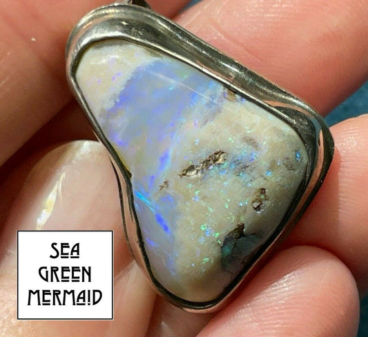 Australian Boulder Jelly Opal Pendant in 925. 1" Large & Lavender! **VIDEO**