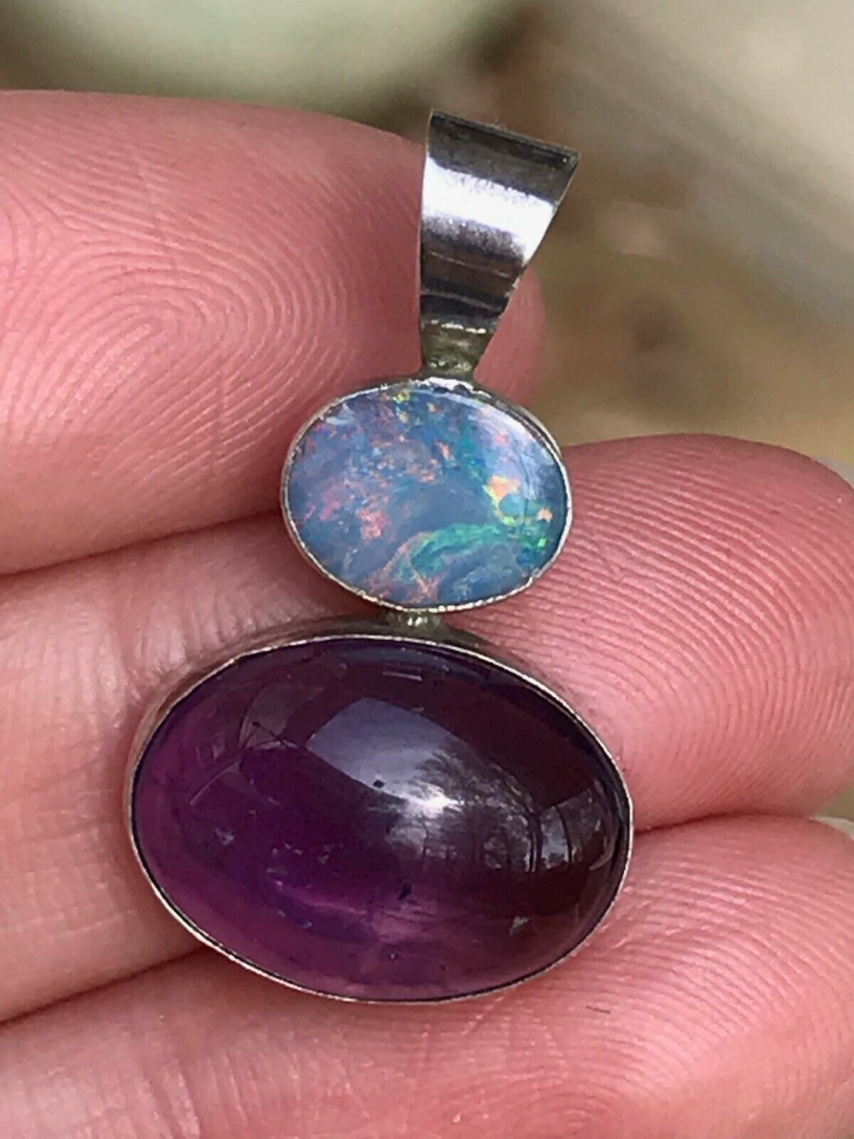 Opal and amethyst pendant top