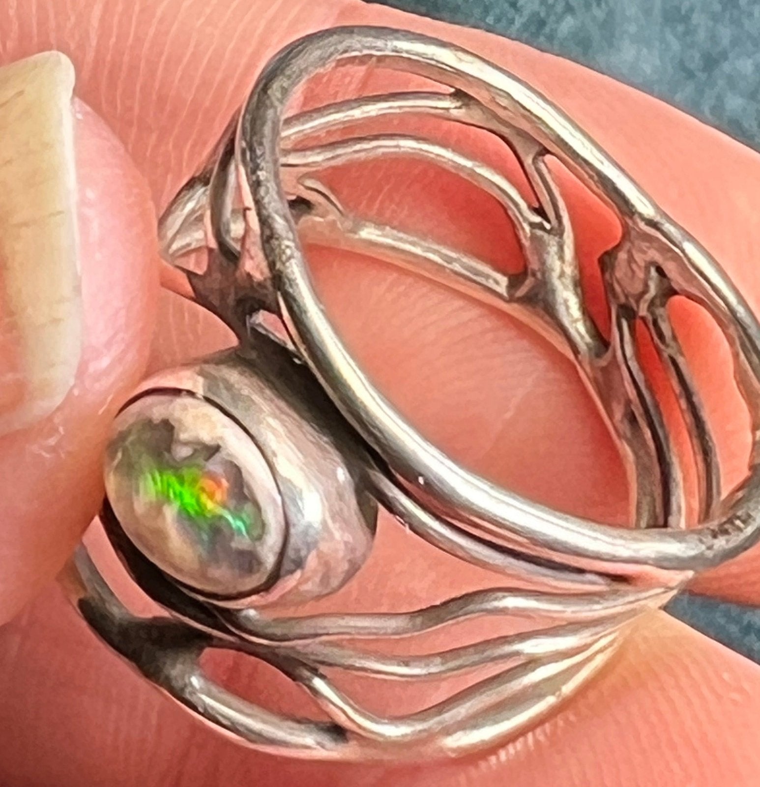 Australian Jelly Boulder Opal Artisan 925 Ring. Wide **VIDEO**