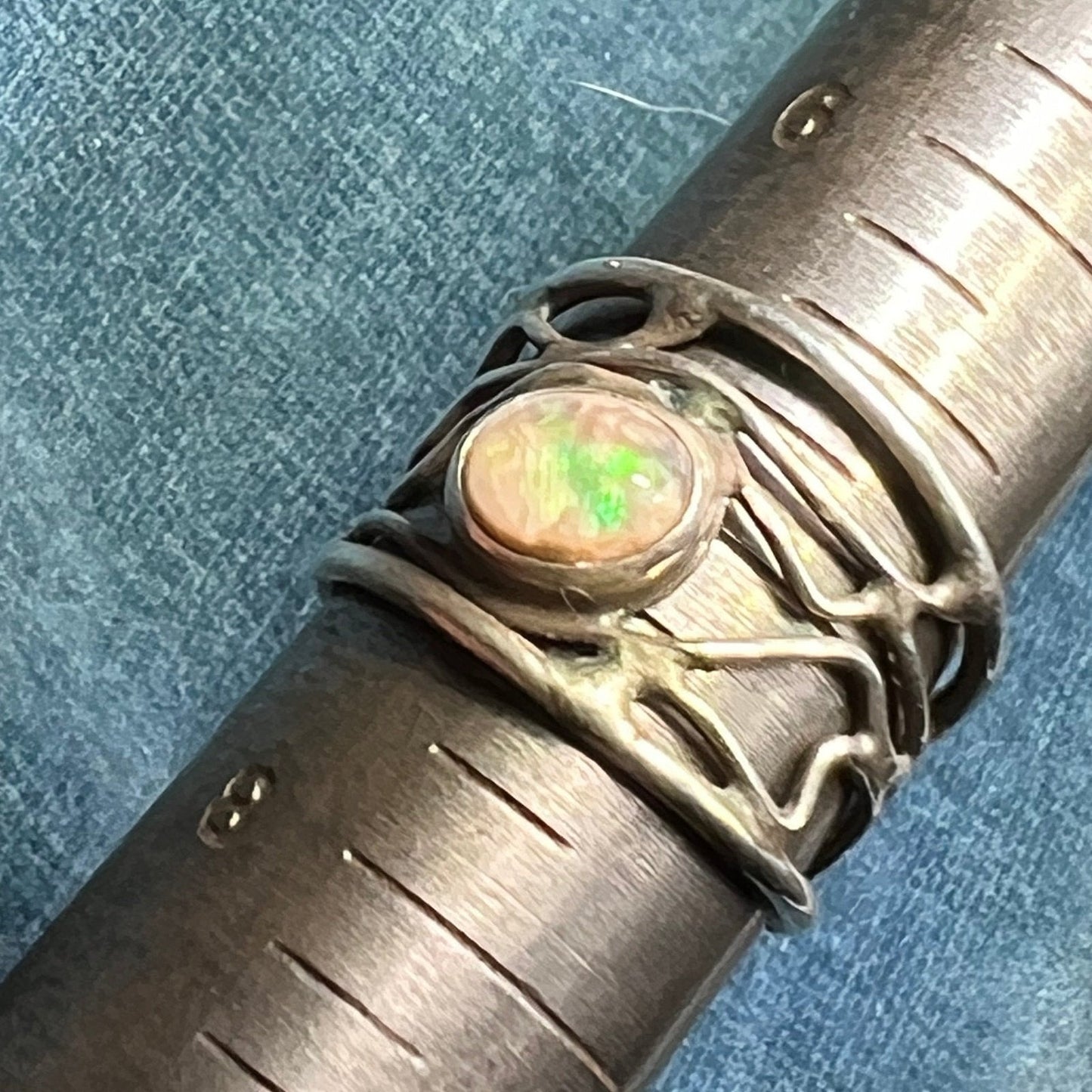 Australian Jelly Boulder Opal Artisan 925 Ring. Wide **VIDEO**