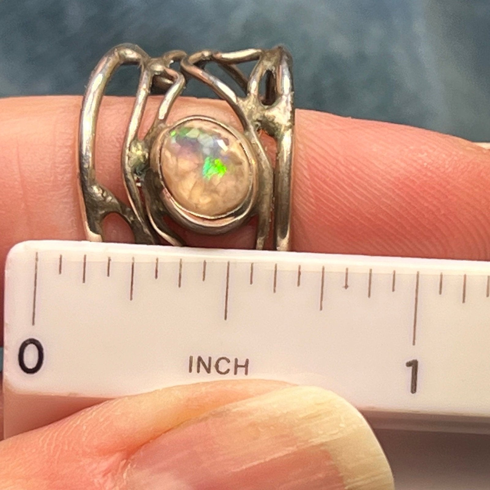 Australian Jelly Boulder Opal Artisan 925 Ring. Wide **VIDEO**