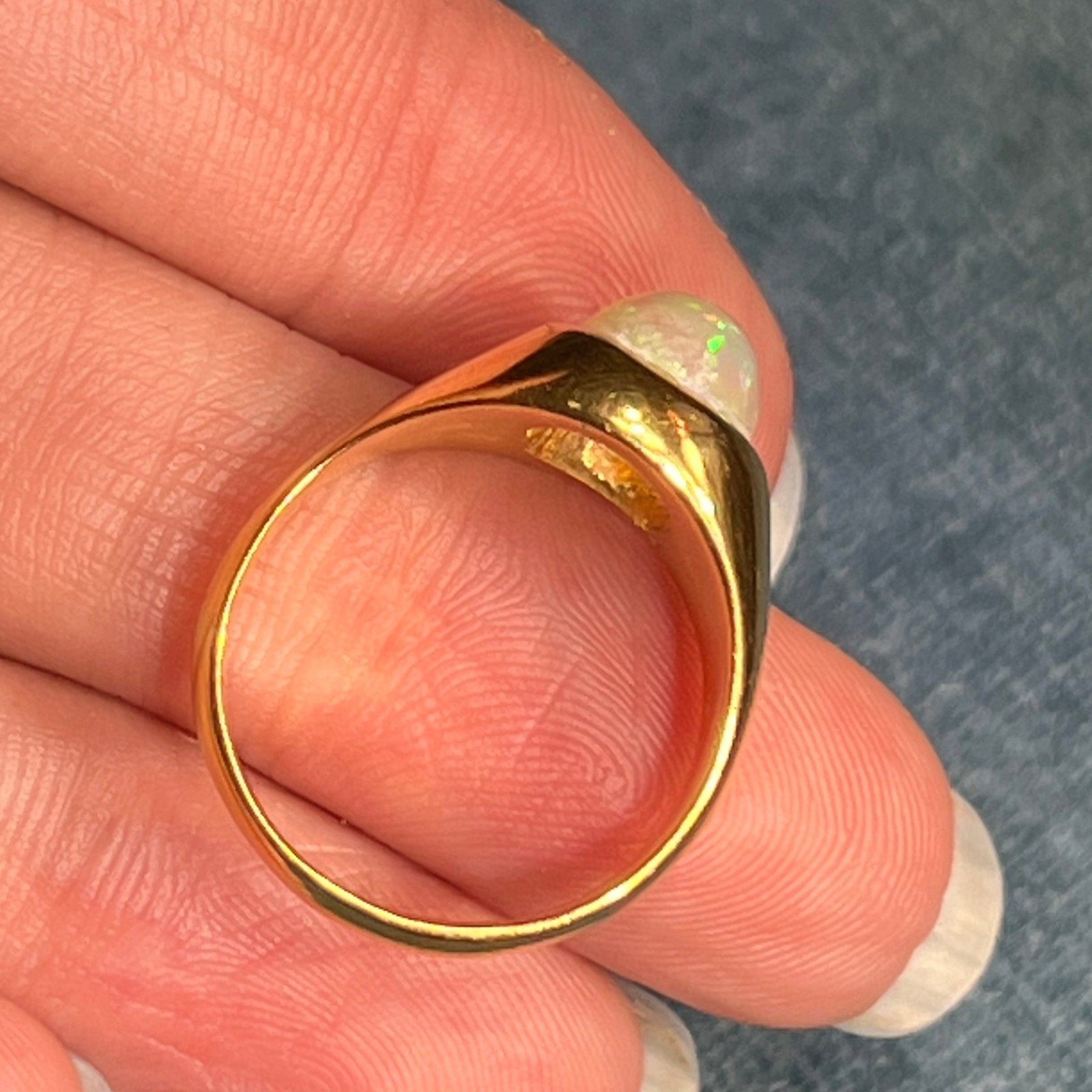 Australian Jelly Opal Signet Ring in Gold-Tone Sterling Silver. **Video**