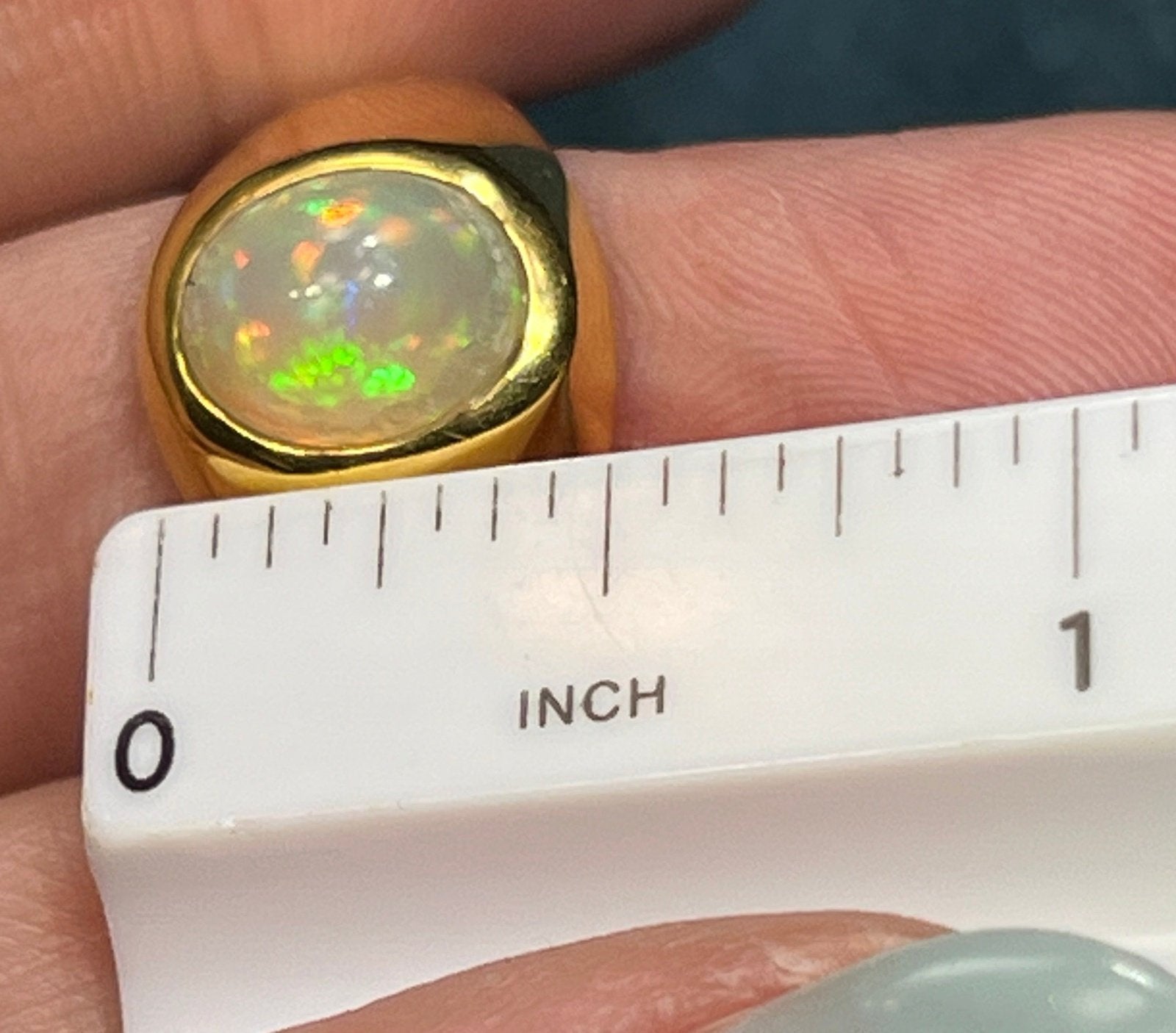 Australian Jelly Opal Signet Ring in Gold-Tone Sterling Silver. **Video**
