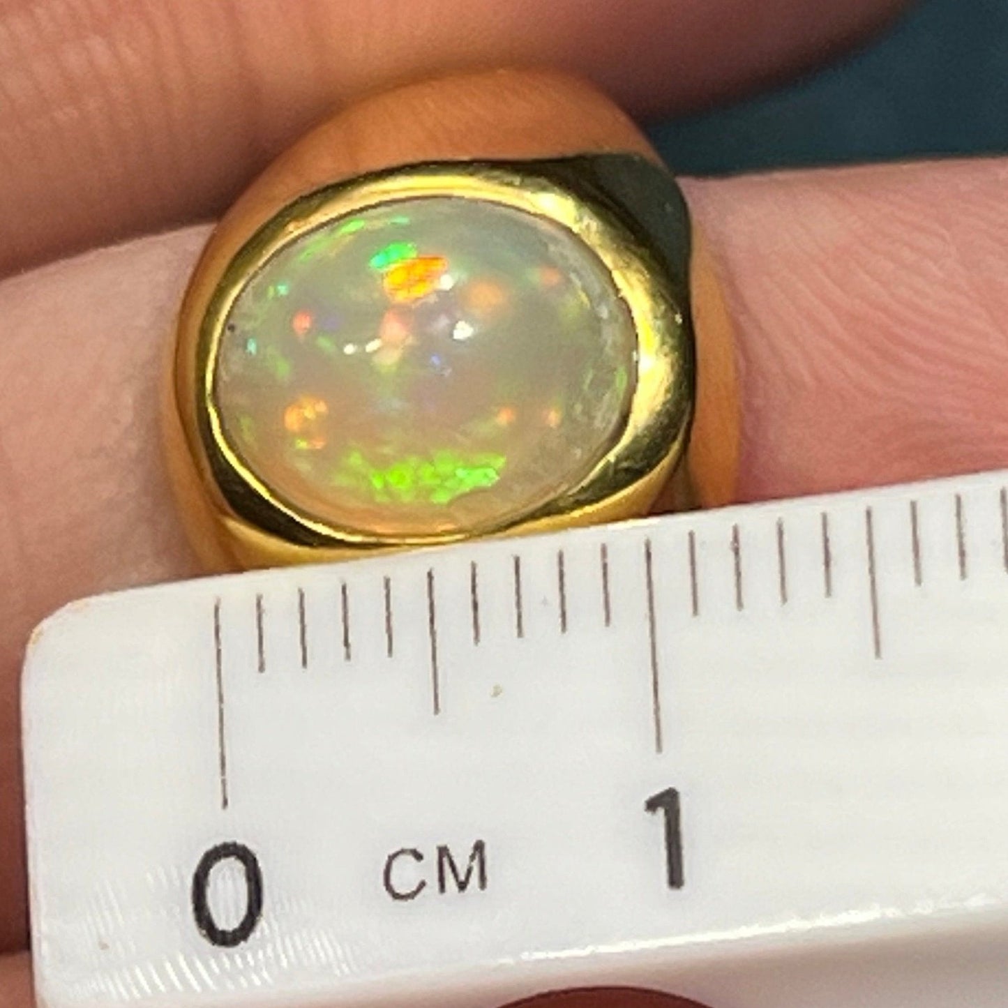 Australian Jelly Opal Signet Ring in Gold-Tone Sterling Silver. **Video**