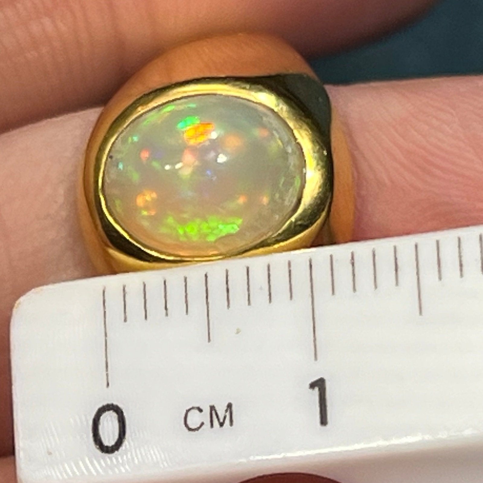 Australian Jelly Opal Signet Ring in Gold-Tone Sterling Silver. **Video**