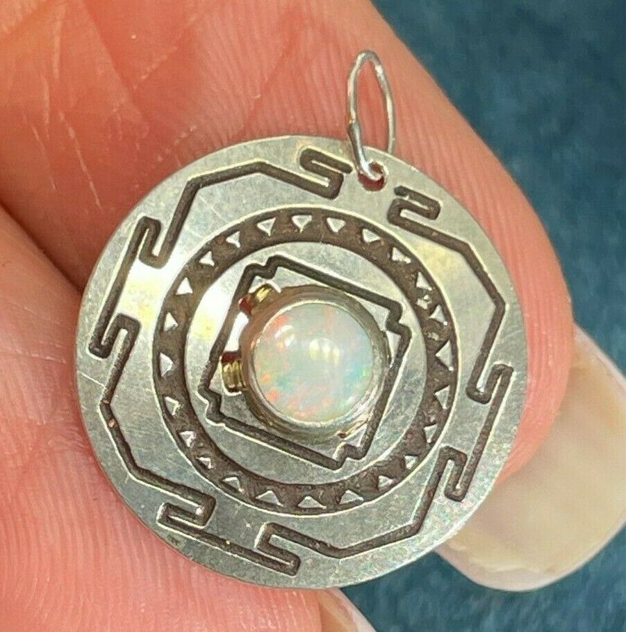Australian Jelly Opal Tribal MANDALA Medallion Pendant in 925. Small_ts52_12_20