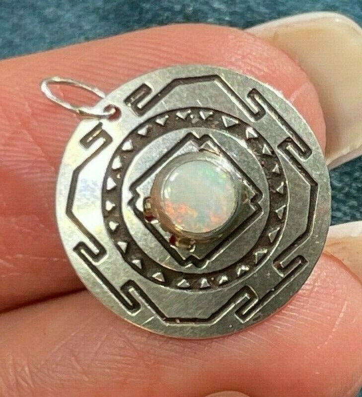 Australian Jelly Opal Tribal MANDALA Medallion Pendant in 925. Small_ts52_12_20