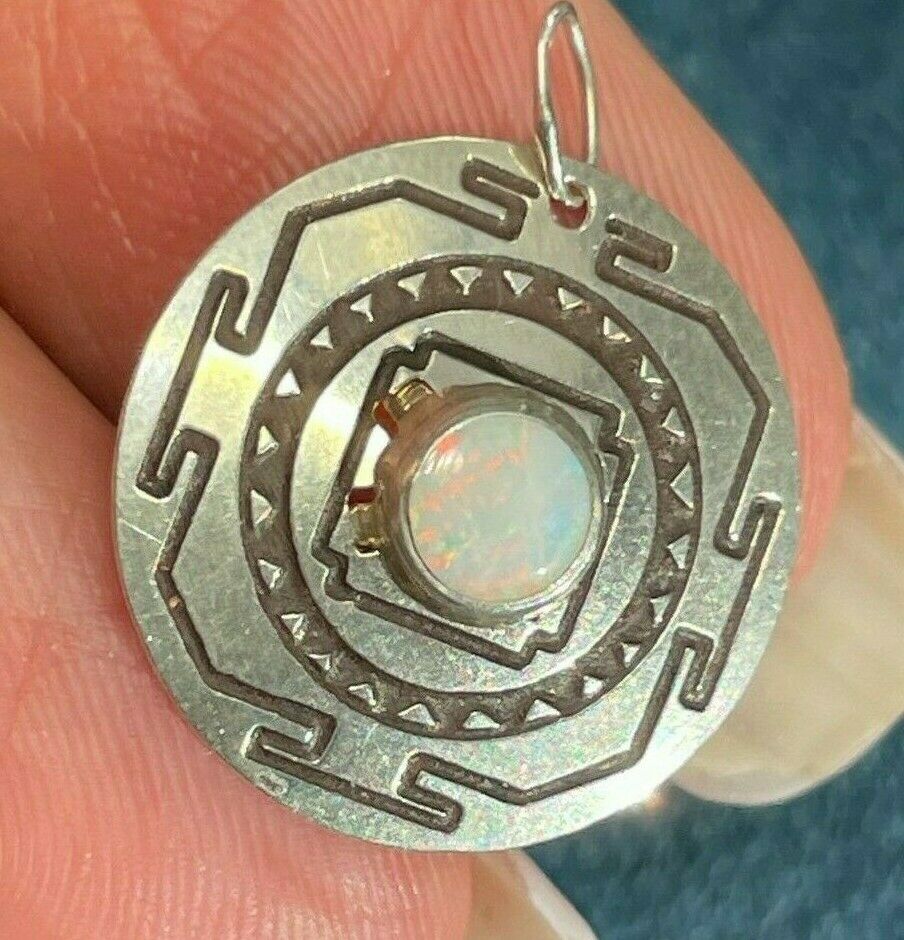 Australian Jelly Opal Tribal MANDALA Medallion Pendant in 925. Small_ts52_12_20