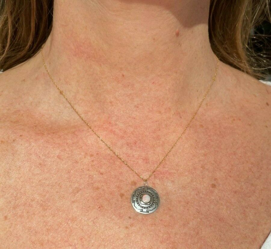 Australian Jelly Opal Tribal MANDALA Medallion Pendant in 925. Small_ts52_12_20