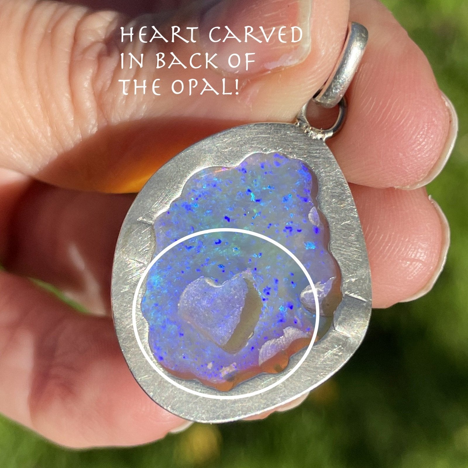 Australian Lavender Crystal Jelly Opal Carved Heart