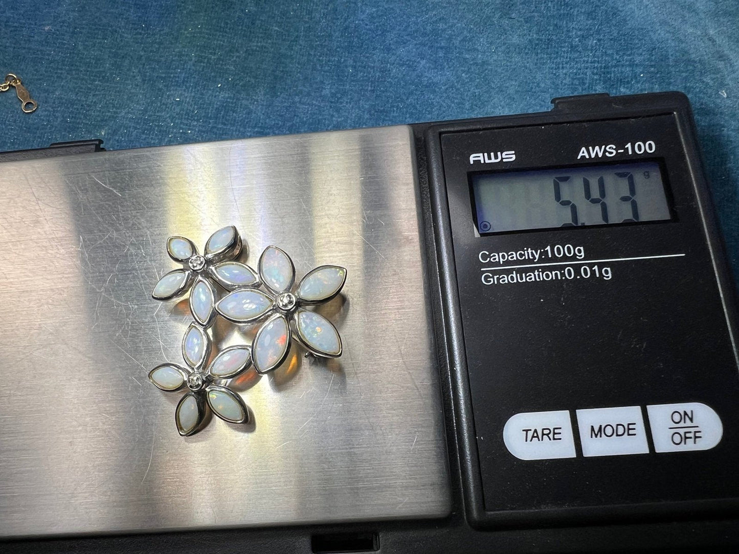Australian Opal Flowers Silver Pendant w Diamonds *VIDEO*