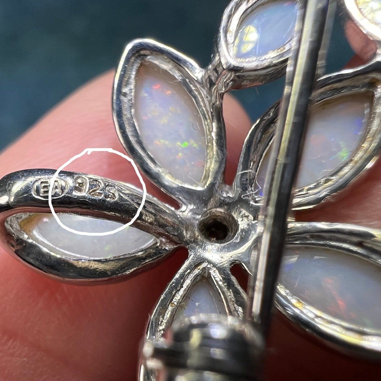 Australian Opal Flowers Silver Pendant w Diamonds *VIDEO*