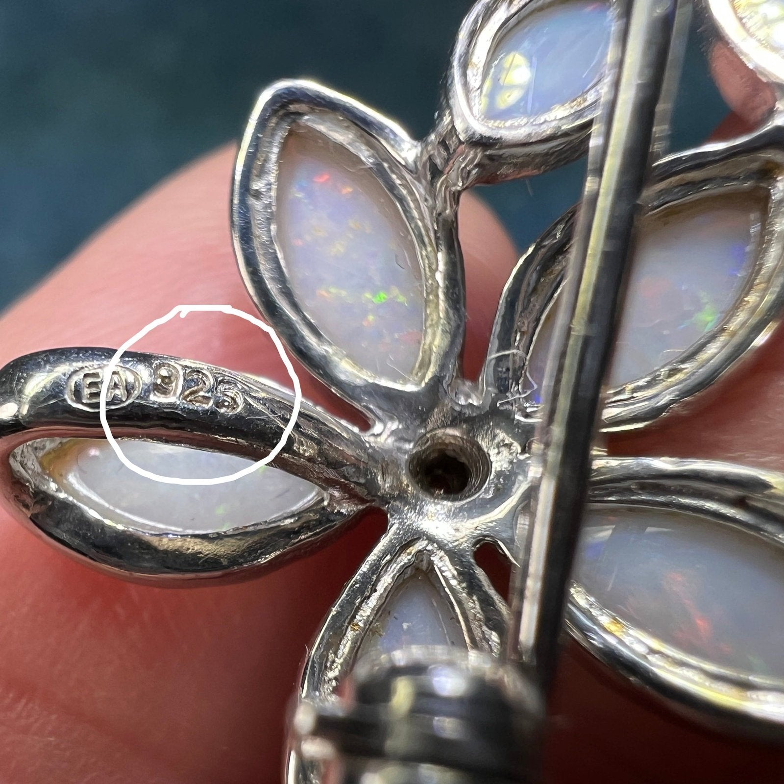 Australian Opal Flowers Silver Pendant w Diamonds *VIDEO*