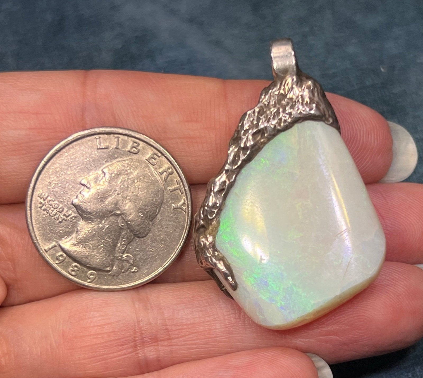 Australian Opal Pendant in 925. Reversible. 1.7" + 13g **Video**
