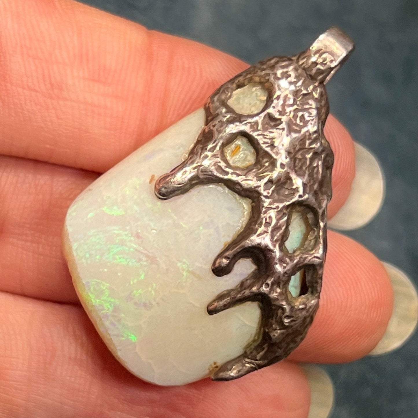 Australian Opal Pendant in 925. Reversible. 1.7" + 13g **Video**