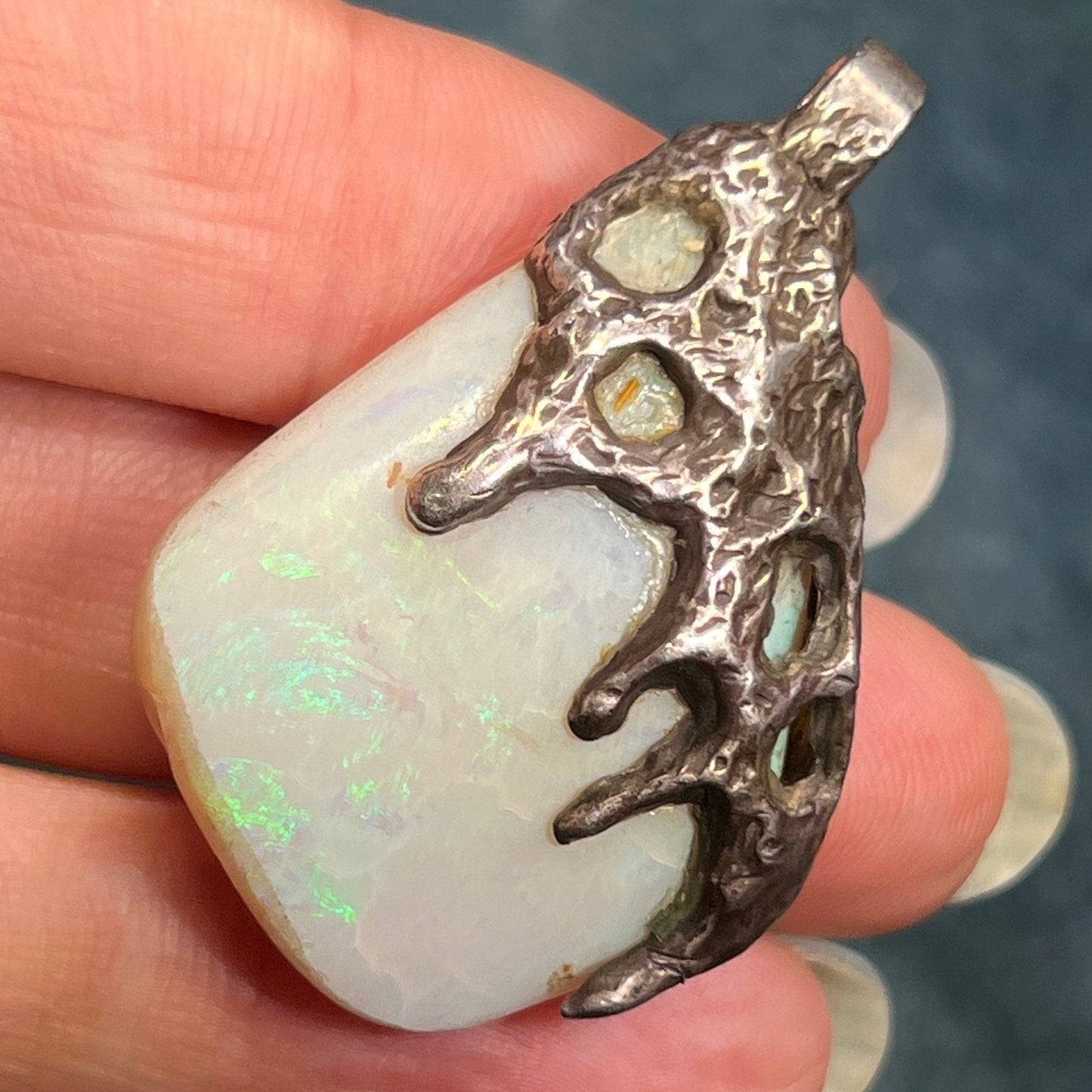 Australian Opal Pendant in 925. Reversible. 1.7" + 13g **Video**