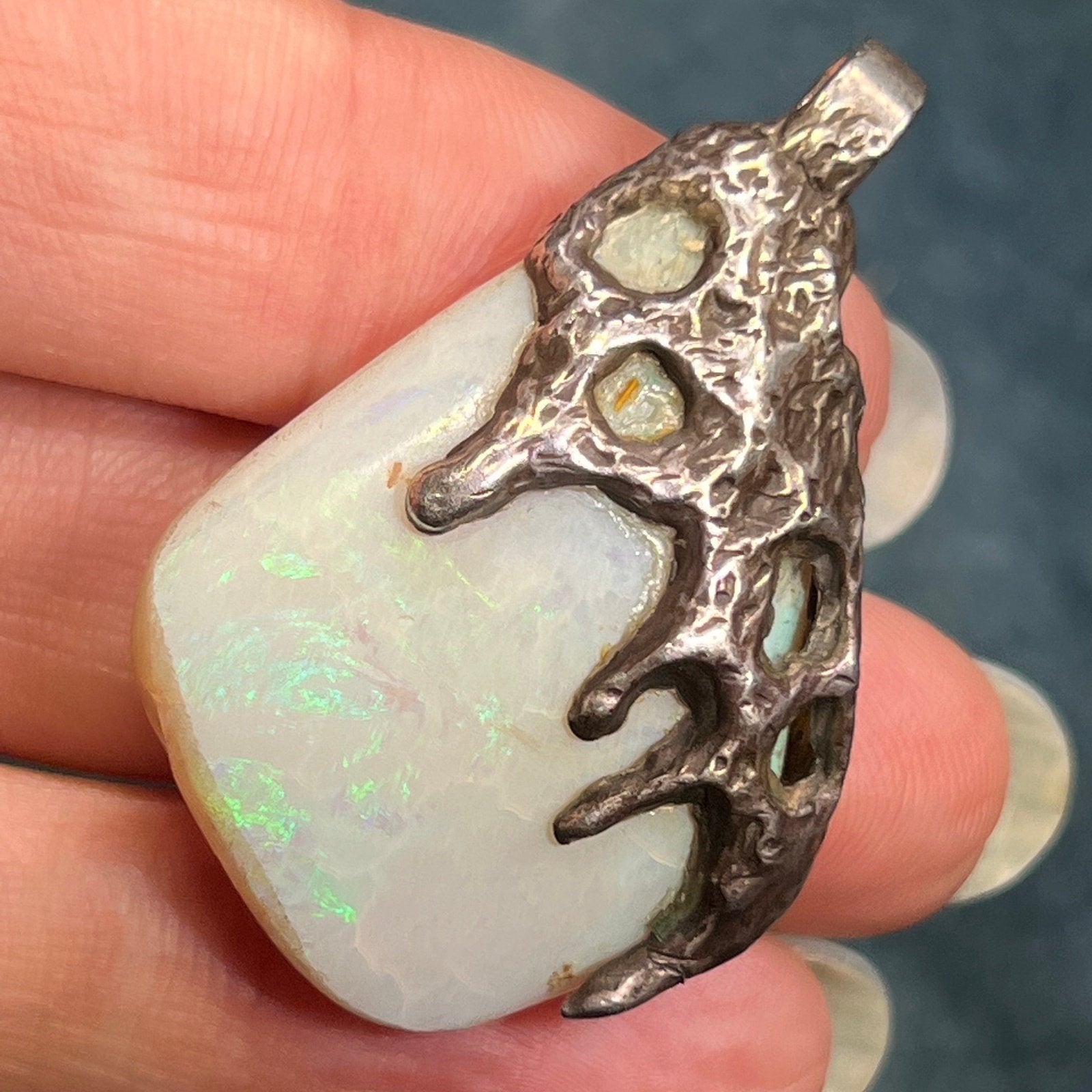 Australian Opal Pendant in 925. Reversible. 1.7" + 13g **Video**