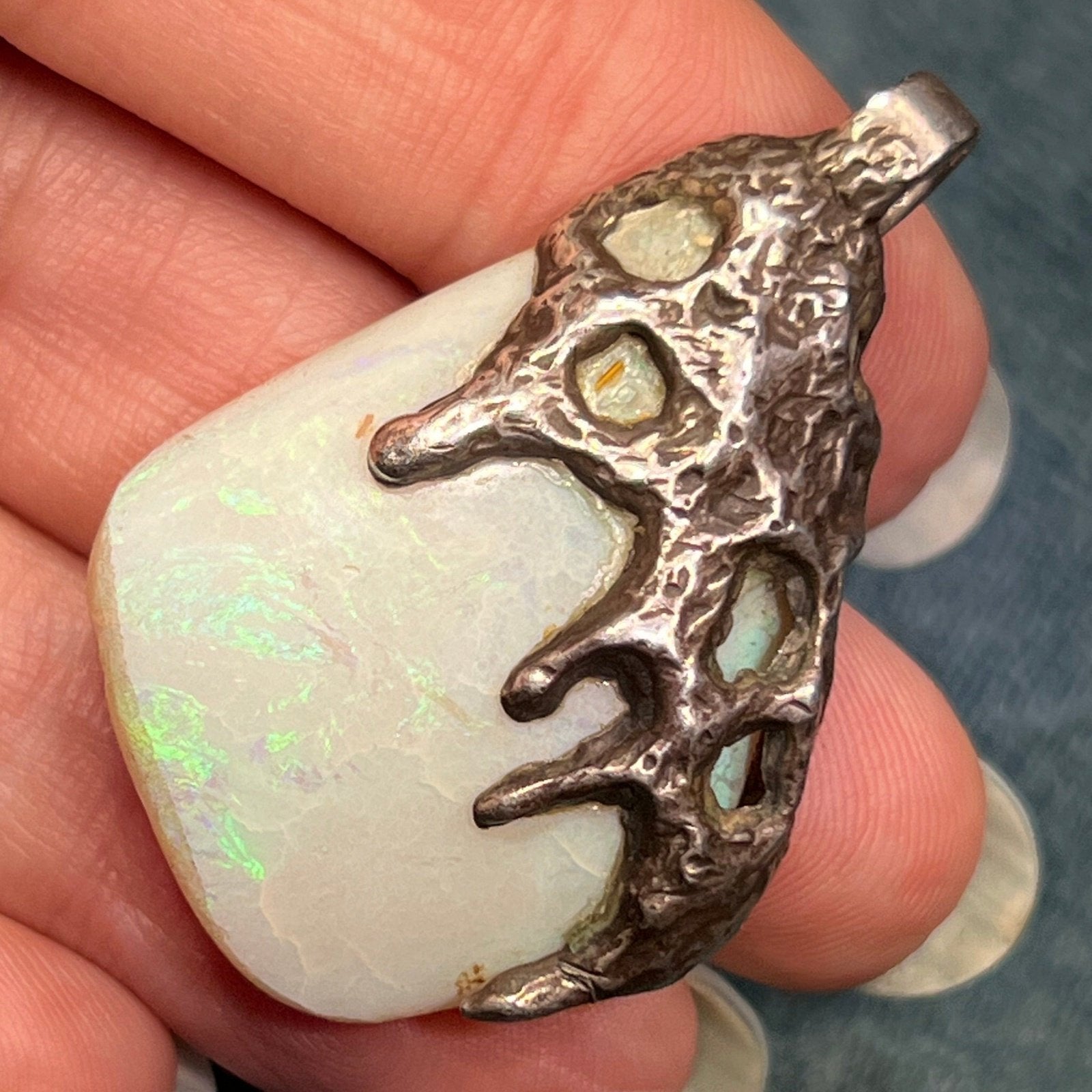 Australian Opal Pendant in 925. Reversible. 1.7" + 13g **Video**