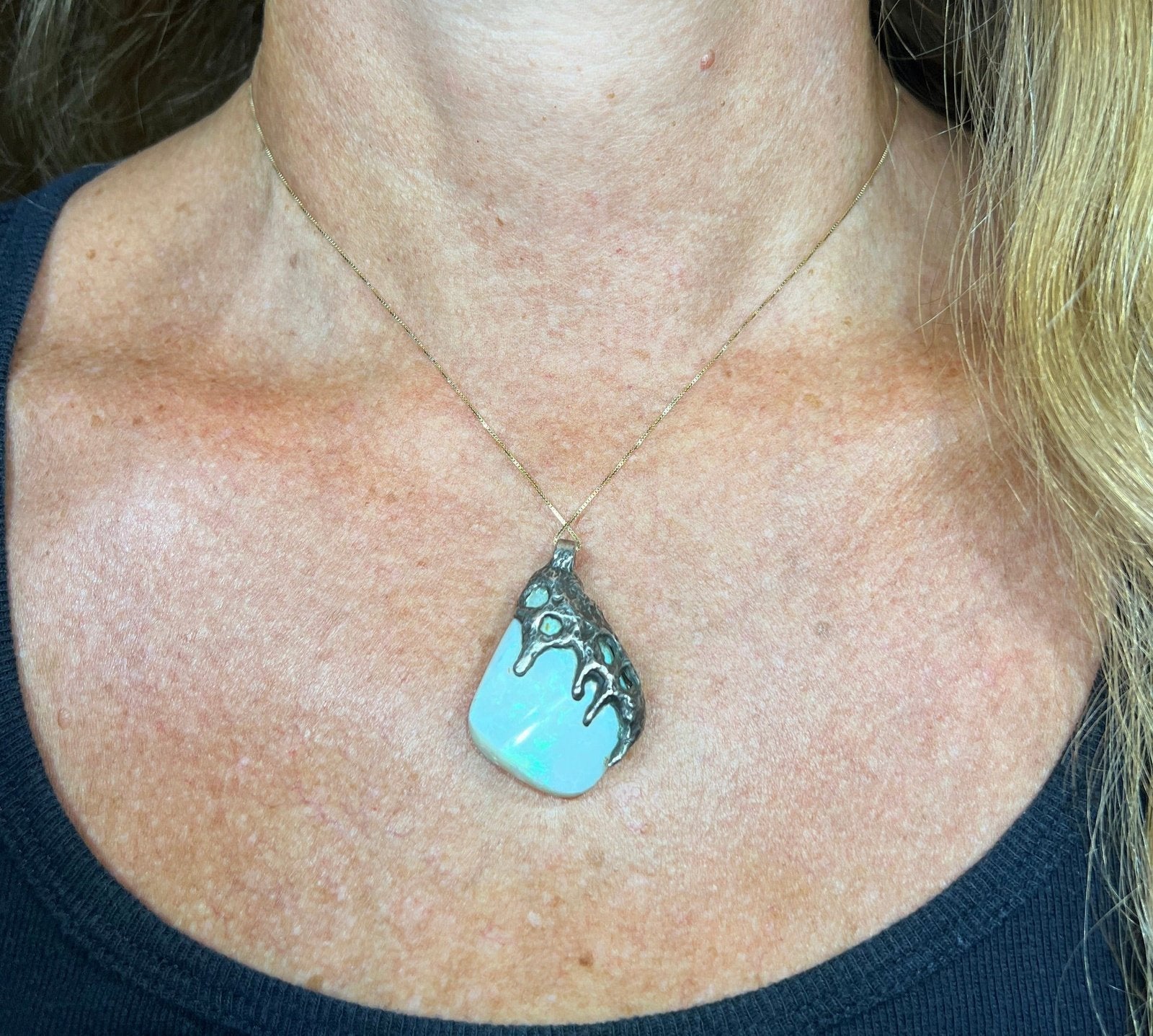 Australian Opal Pendant in 925. Reversible. 1.7" + 13g **Video**