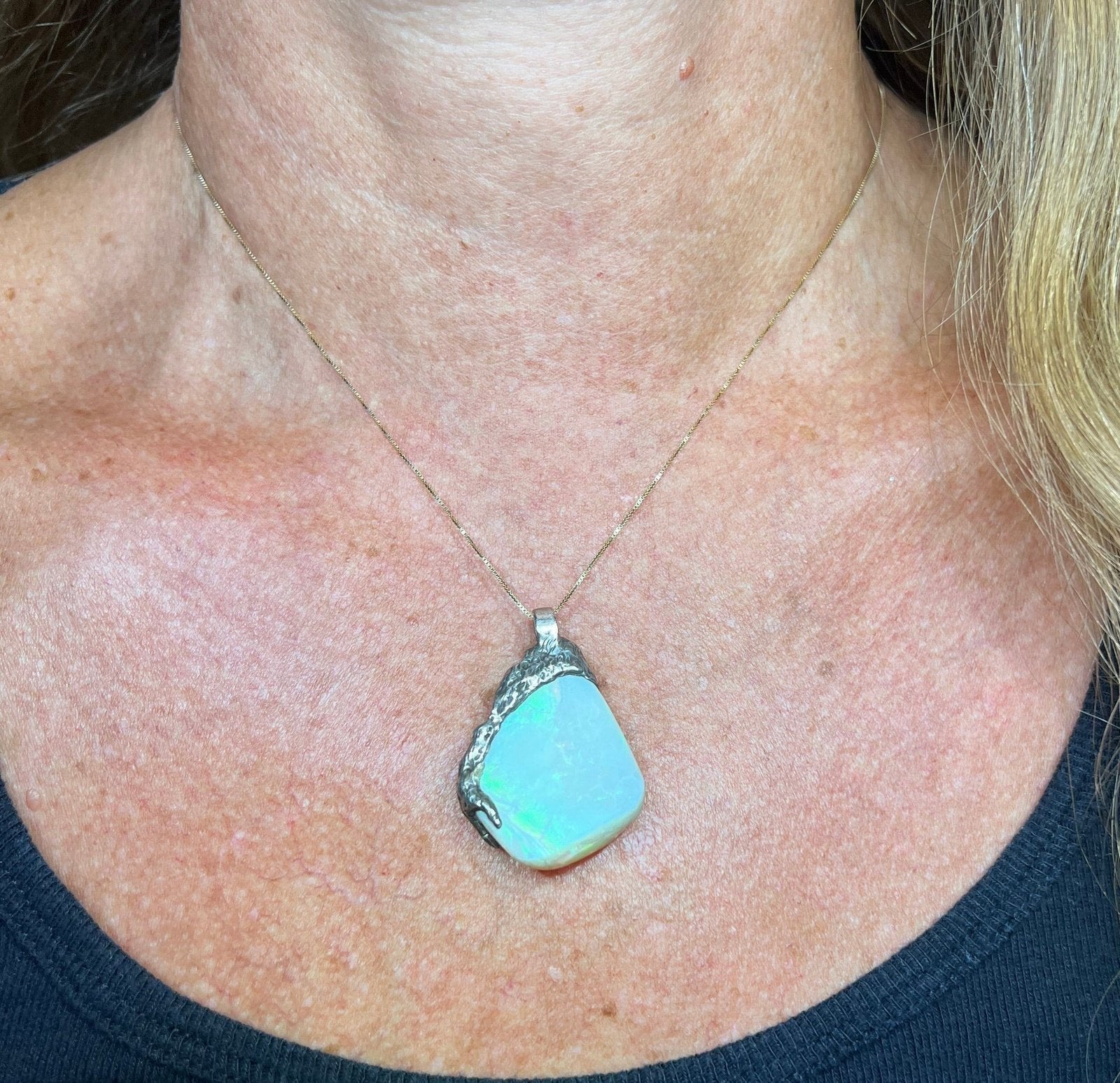 Australian Opal Pendant in 925. Reversible. 1.7" + 13g **Video**