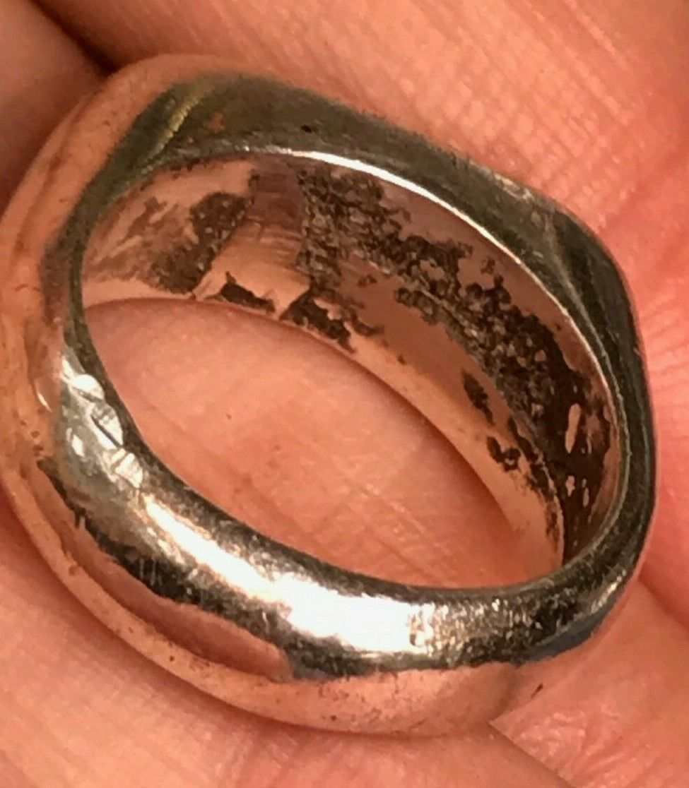 Australian Opal Signet Ring in Bold Silver Setting. Bezel Set. Heavy