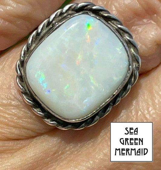 Australian Pinfire Opal Ring in 925. Large 15ct ***VIDEO***_21_234