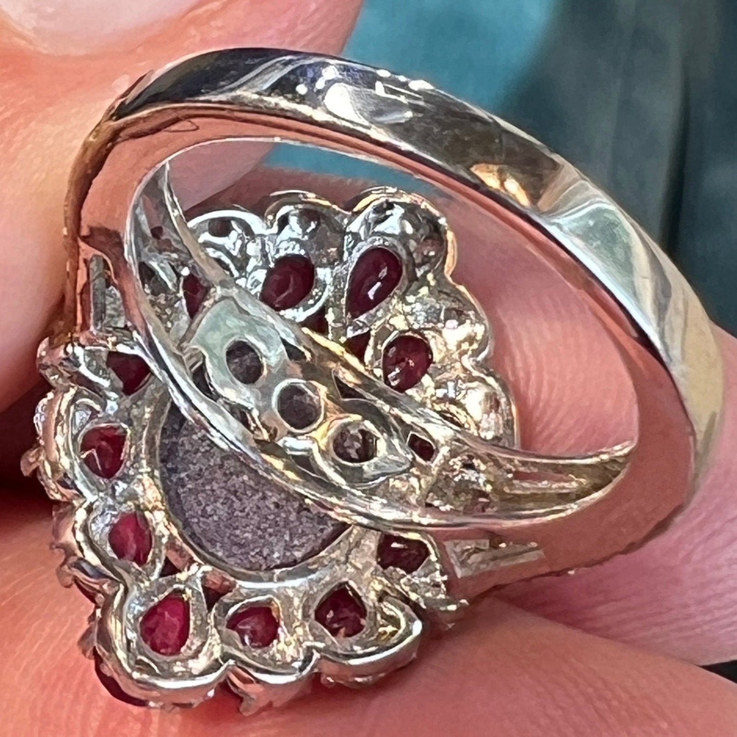 Burmese Star Ruby Ring w Ruby Halo in Sterling Silver *Video*