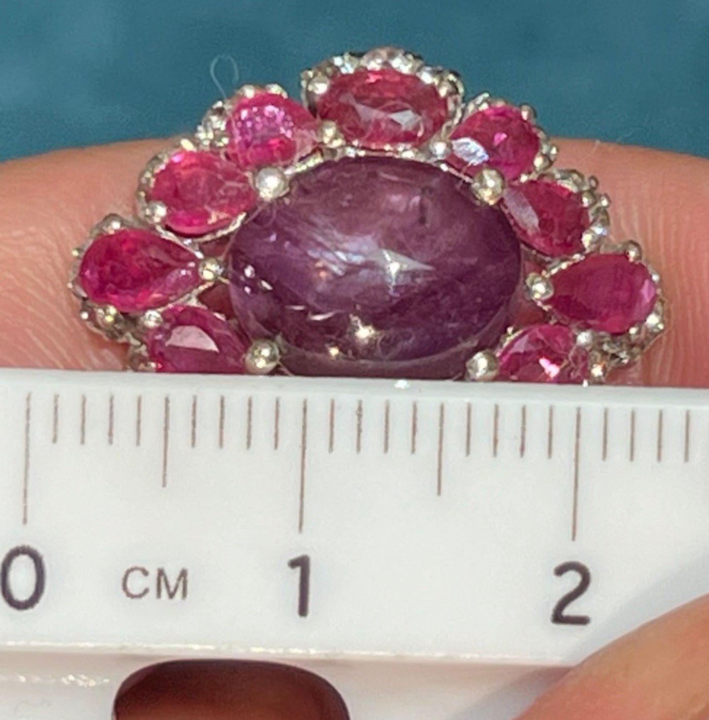 Burmese Star Ruby Ring w Ruby Halo in Sterling Silver *Video*